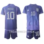 Argentina Lionel Messi 10 VM 2022 Fotbollströja Barn Borta