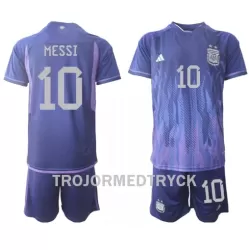 Argentina Lionel Messi 10 VM 2022 Fotbollströja Barn Borta Argentina Lionel Messi 10 VM 2022 Fotbollströja Barn Borta