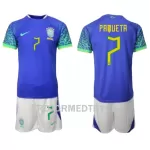 Brasilien Lucas Paqueta 7 VM 2022 Fotbollströja Barn Borta