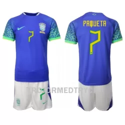 Brasilien Lucas Paqueta 7 VM 2022 Fotbollströja Barn Borta Brasilien Lucas Paqueta 7 VM 2022 Fotbollströja Barn Borta