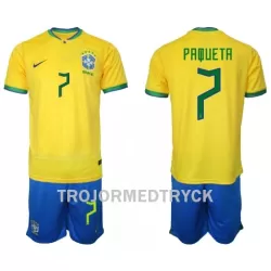Brasilien Lucas Paqueta 7 VM 2022 Fotbollströja Barn Hemma Brasilien Lucas Paqueta 7 VM 2022 Fotbollströja Barn Hemma