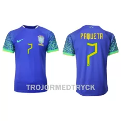 Brasilien Lucas Paqueta 7 VM 2022 Fotbollströja Borta Brasilien Lucas Paqueta 7 VM 2022 Fotbollströja Borta