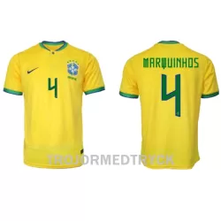 Brasilien Marquinhos 4 VM 2022 Fotbollströja Hemma Brasilien Marquinhos 4 VM 2022 Fotbollströja Hemma