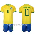 Brasilien Philippe Coutinho 11 VM 2022 Fotbollströja Barn Hemma