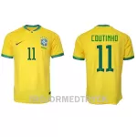 Brasilien Philippe Coutinho 11 VM 2022 Fotbollströja Hemma