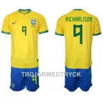 Brasilien Richarlison 9 VM 2022 Fotbollströja Barn Hemma