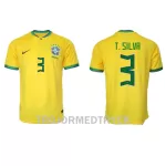 Brasilien Thiago Silva 3 VM 2022 Fotbollströja Hemma