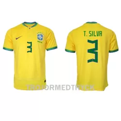 Brasilien Thiago Silva 3 VM 2022 Fotbollströja Hemma Brasilien Thiago Silva 3 VM 2022 Fotbollströja Hemma