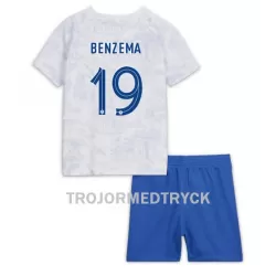 Frankrike Karim Benzema 19 VM 2022 Fotbollströja Barn Borta Frankrike Karim Benzema 19 VM 2022 Fotbollströja Barn Borta