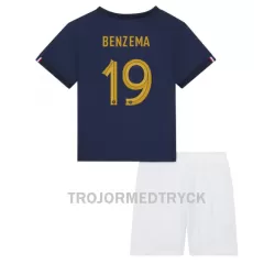 Frankrike Karim Benzema 19 VM 2022 Fotbollströja Barn Hemma Frankrike Karim Benzema 19 VM 2022 Fotbollströja Barn Hemma