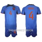 Holland Virgil van Dijk 4 VM 2022 Fotbollströja Barn Borta