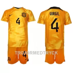 Holland Virgil van Dijk 4 VM 2022 Fotbollströja Barn Hemma Holland Virgil van Dijk 4 VM 2022 Fotbollströja Barn Hemma