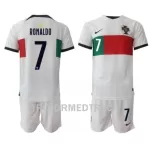 Portugal Cristiano Ronaldo 7 VM 2022 Fotbollströja Barn Borta