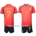 Spanien Alvaro Morata 7 VM 2022 Fotbollströja Barn Hemma