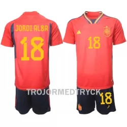 Spanien Jordi Alba 18 VM 2022 Fotbollströja Barn Hemma Spanien Jordi Alba 18 VM 2022 Fotbollströja Barn Hemma