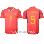 Spanien Sergio Busquets 5 VM 2022 Fotbollströja Hemma