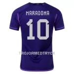 Argentina Maradona 10 VM 2022 Fotbollströja Borta