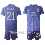 Argentina Paulo Dybala 21 VM 2022 Fotbollströja Barn Borta