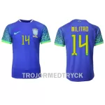 Brasilien Eder Militão 14 VM 2022 Fotbollströja Borta