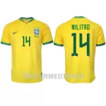 Brasilien Eder Militão 14 VM 2022 Fotbollströja Hemma