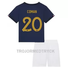 Frankrike Kingsley Coman 20 VM 2022 Fotbollströja Barn Hemma Frankrike Kingsley Coman 20 VM 2022 Fotbollströja Barn Hemma