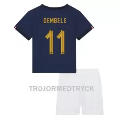 Frankrike Ousmane Dembele 11 VM 2022 Fotbollströja Barn Hemma Frankrike Ousmane Dembele 11 VM 2022 Fotbollströja Barn Hemma