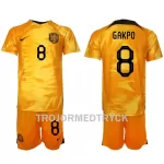 Holland Cody Gakpo 8 VM 2022 Fotbollströja Barn Hemma