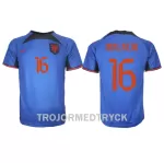 Holland Tyrell Malacia 16 VM 2022 Fotbollströja Borta