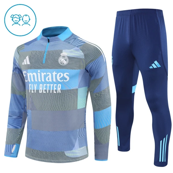 Real Madrid Träningströjasats Quarter-Zip Barn 2025/26 Blå