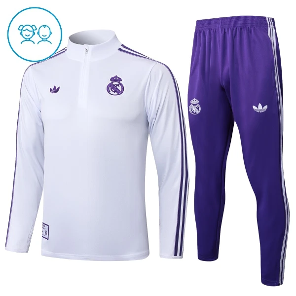 Real Madrid Träningströjasats Quarter-Zip Barn 2025/26 Vit Real Madrid Träningströjasats Quarter-Zip Barn 2025/26 Vit