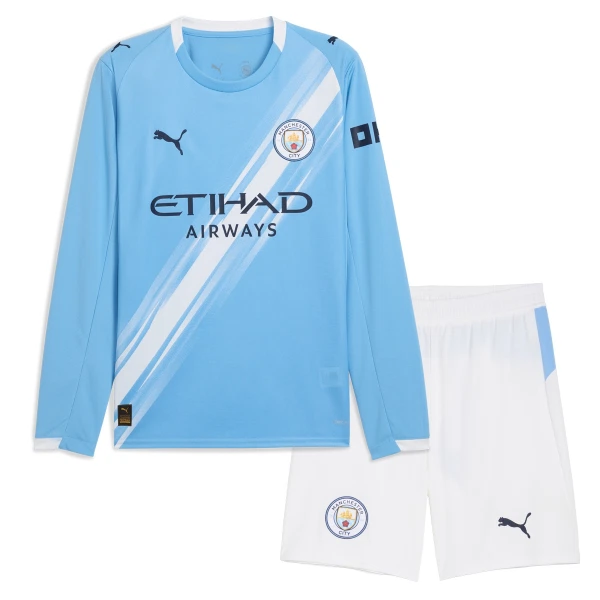 Manchester City Fotbollströja Barn Hemma 2025/26 Långärmad Manchester City Fotbollströja Barn Hemma 2025/26 Långärmad
