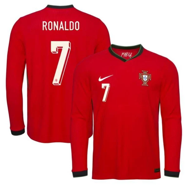 Portugal Ronaldo 7 Fotbollströja Hemma 2025 Långärmad Portugal Ronaldo 7 Fotbollströja Hemma 2025 Långärmad