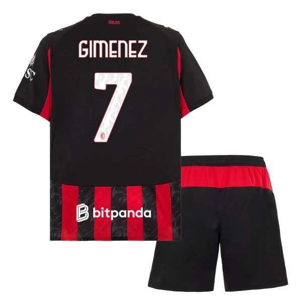 AC Milan Gimenez 7 Fotbollströja Barn Hemma 2025/26 AC Milan Gimenez 7 Fotbollströja Barn Hemma 2025/26