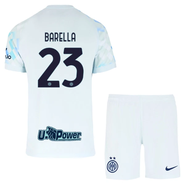 Inter Milan Barella 23 Fotbollströja Barn Borta 2025/26 Inter Milan Barella 23 Fotbollströja Barn Borta 2025/26