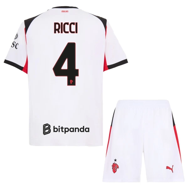 AC Milan Ricci 4 Fotbollströja Barn Borta 2025/26 AC Milan Ricci 4 Fotbollströja Barn Borta 2025/26