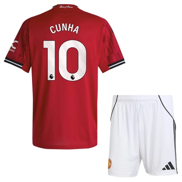 Manchester United Cunha 10 Fotbollströja Barn Hemma 2025/26 Manchester United Cunha 10 Fotbollströja Barn Hemma 2025/26
