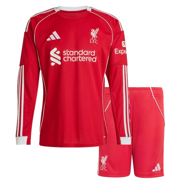 Liverpool Fotbollströja Barn Hemma 2025/26 Långärmad Liverpool Fotbollströja Barn Hemma 2025/26 Långärmad