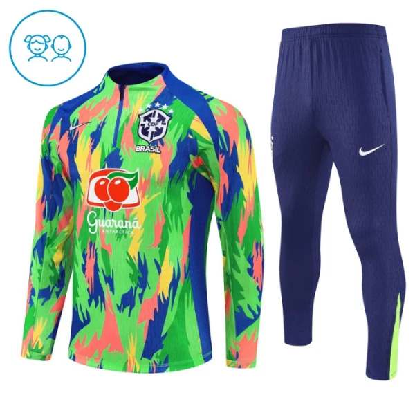 Brasilien Träningströjasats Quarter-Zip Barn 2025/26 Grön