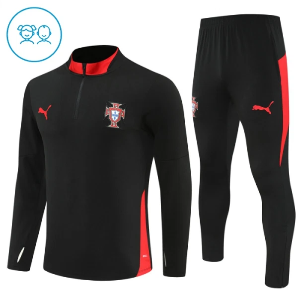 Portugal Träningströjasats Quarter-Zip Barn 2025/26 Svart