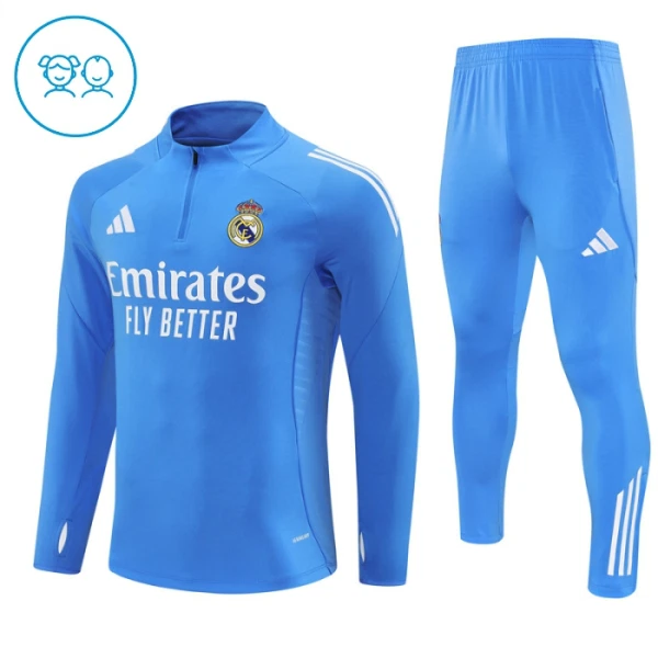Real Madrid Träningströjasats Quarter-Zip Barn 2025/26 Blå Real Madrid Träningströjasats Quarter-Zip Barn 2025/26 Blå