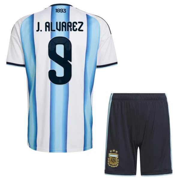 Argentina J. Alvarez 9 Fotbollströja Barn Hemma VM 2026