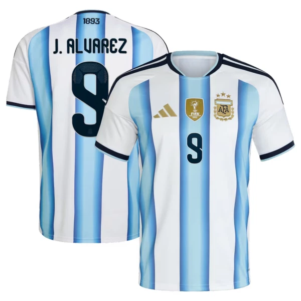 Argentina J. Alvarez 9 Fotbollströja Hemma VM 2026