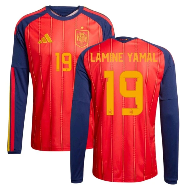Spanien Lamine Yamal 19 Fotbollströja Hemma VM 2026 Långärmad