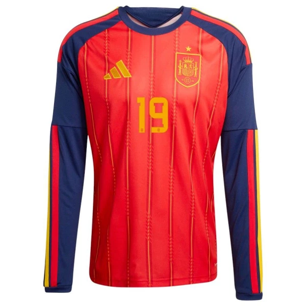 Spanien Lamine Yamal 19 Fotbollströja Hemma VM 2026 Långärmad