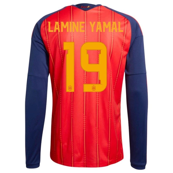 Spanien Lamine Yamal 19 Fotbollströja Hemma VM 2026 Långärmad