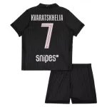 Paris Saint-Germain Kvaratskhelia 7 Fotbollströja Barn Fjärde Jordan 2025/26