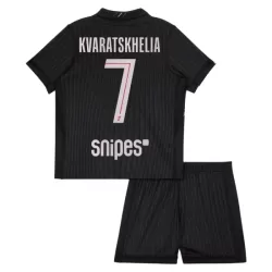 Paris Saint-Germain Kvaratskhelia 7 Fotbollströja Barn Fjärde Jordan 2025/26