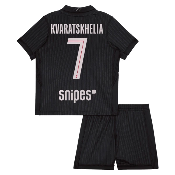 Paris Saint-Germain Kvaratskhelia 7 Fotbollströja Barn Fjärde Jordan 2025/26