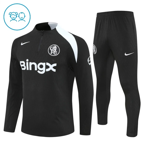 Chelsea Träningströjasats Quarter-Zip Barn 2025/26 Svart