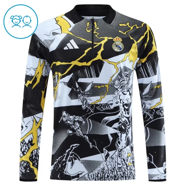 Real Madrid Marvel Träningströjasats Quarter-Zip Barn 2026/27 Svart
